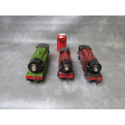 93 - THREE UNBOXED O GAUGE LOCOMOTIVES, LMS 2180 4-4-2, LMS 70 0-4-0, LNER 4-4-2, all 3 rail