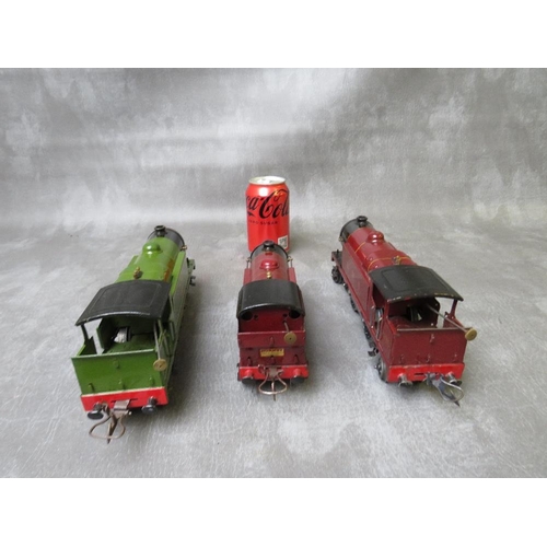 93 - THREE UNBOXED O GAUGE LOCOMOTIVES, LMS 2180 4-4-2, LMS 70 0-4-0, LNER 4-4-2, all 3 rail