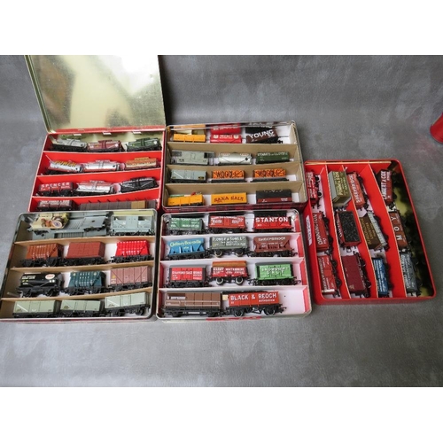 96 - FIFTY EIGHT PIECES OF OO GAUGE ROLLING STOCK, all unboxed to include tankers, covered / uncovered wa... 