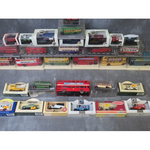 163 - FIFTEEN DIECAST BUSES AND COACHES BY CORGI, EFE ETC., together with eight Oxford diec cast 1:76 scal... 