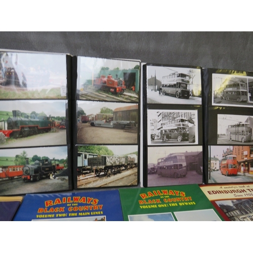 173 - TWO ALBUMS OF RAILWAY AND TROLLEY BUS PHOTOGRAPHS, together with a box of railway and trolley bus bo... 