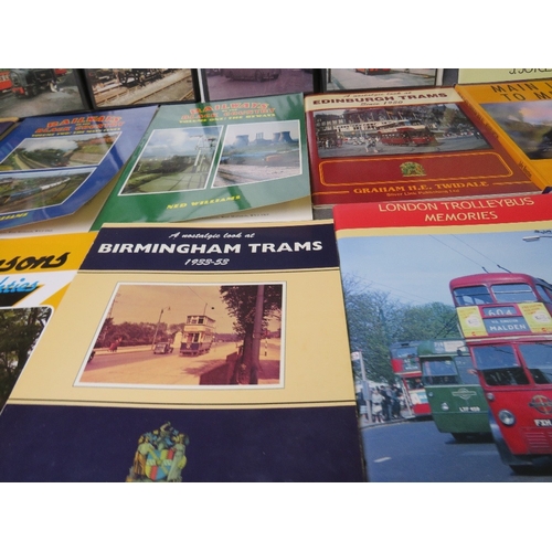 173 - TWO ALBUMS OF RAILWAY AND TROLLEY BUS PHOTOGRAPHS, together with a box of railway and trolley bus bo... 