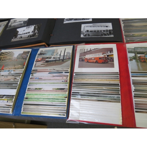 174 - ELEVEN ALBUMS OF POSTCARDS / PHOTOGRAPHS OF BUSES, trolley buses, trains, cars, trucks etc