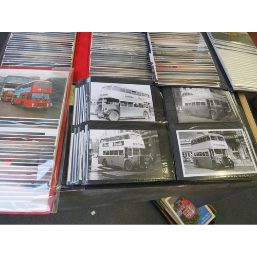 174 - ELEVEN ALBUMS OF POSTCARDS / PHOTOGRAPHS OF BUSES, trolley buses, trains, cars, trucks etc