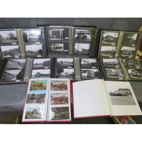 175 - EIGHT ALBUMS OF PHOTOGRAPHS / POSTCARDS, of trolley buses and trains, to include vintage examples