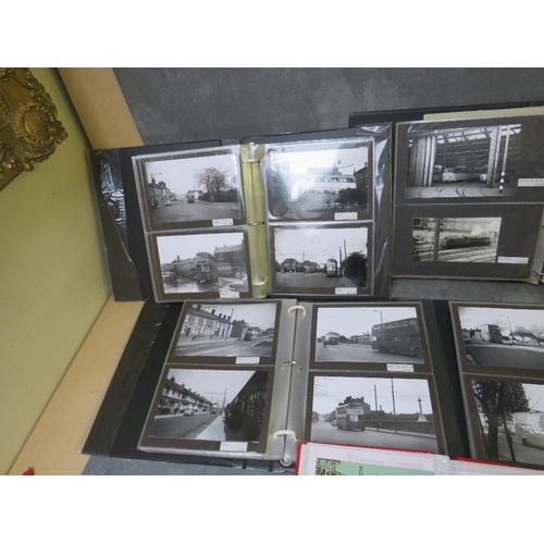 175 - EIGHT ALBUMS OF PHOTOGRAPHS / POSTCARDS, of trolley buses and trains, to include vintage examples