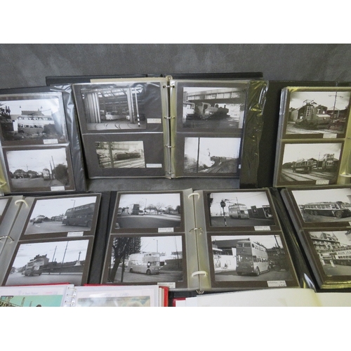 175 - EIGHT ALBUMS OF PHOTOGRAPHS / POSTCARDS, of trolley buses and trains, to include vintage examples