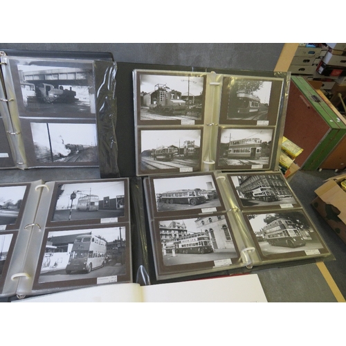 175 - EIGHT ALBUMS OF PHOTOGRAPHS / POSTCARDS, of trolley buses and trains, to include vintage examples