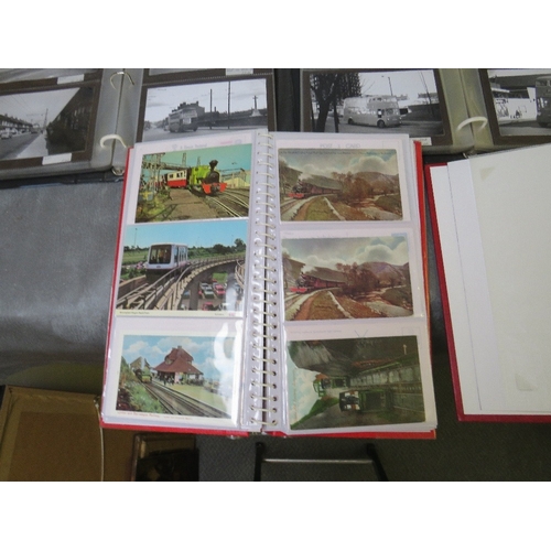 175 - EIGHT ALBUMS OF PHOTOGRAPHS / POSTCARDS, of trolley buses and trains, to include vintage examples