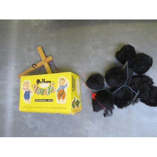 182 - THREE PELHAM PUPPETS, rare boxed 'Perky The Pig', boxed clown and boxed black poodle, FOUR UNBOXED P... 