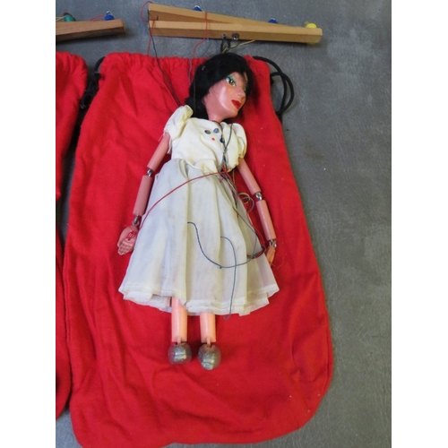 184 - THREE UNBOXED PELHAM PUPPETS, rare ballerina, giant and teacher, all in red puppet bags