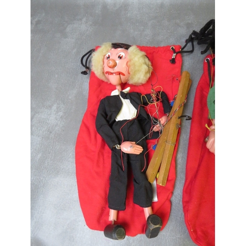 184 - THREE UNBOXED PELHAM PUPPETS, rare ballerina, giant and teacher, all in red puppet bags