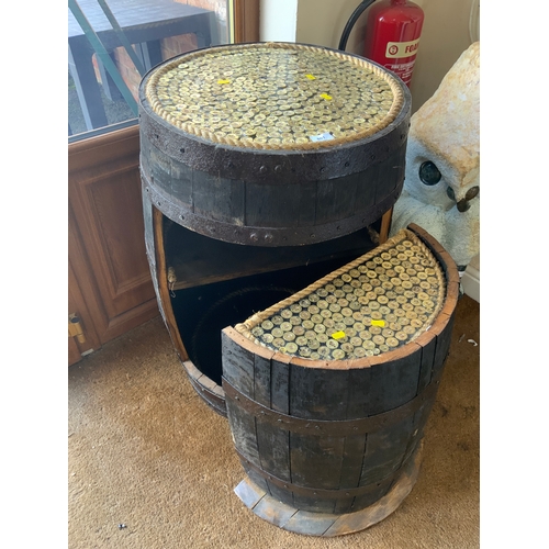 801 - An unusual barrel bar/seat with cartridge shell detail to the tops