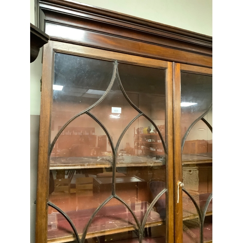 823 - A 19th century mahogany glazed secretaire bookcase, having a fully fitted secretaire drawer, glazed ... 