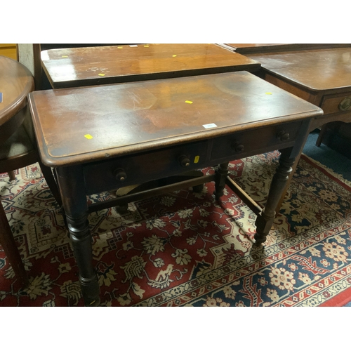 865 - A Victorian mahogany two drawer side table W 91 cm