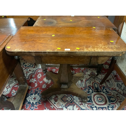 877 - An antique rosewood card table W 92 cm. A/F