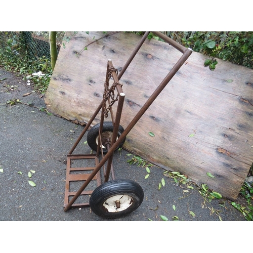 786 - A vintage welding gas bottle trolley