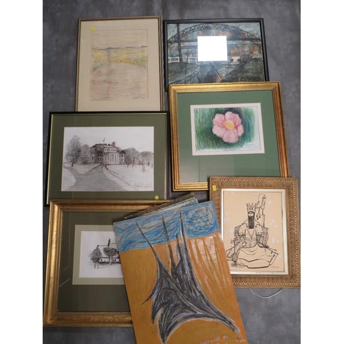 205 - Victoria Bowater Wright, a quantity of framed and glazed oils, watercolours, pencil drawings etc, va... 