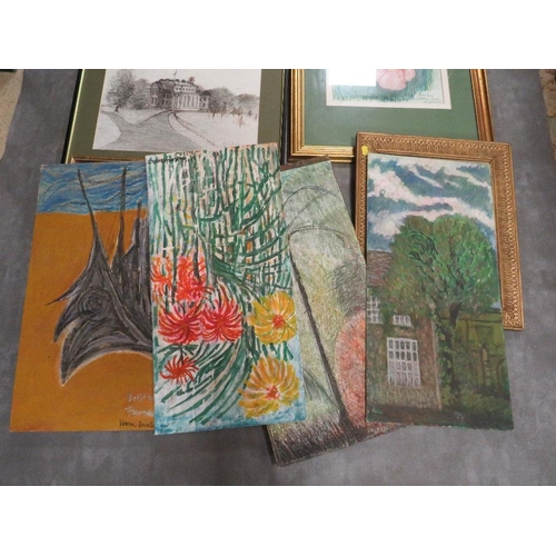 205 - Victoria Bowater Wright, a quantity of framed and glazed oils, watercolours, pencil drawings etc, va... 