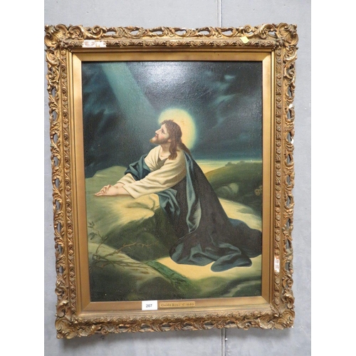 207 - After Guido Reni 19th/20th century study of Christ praying in the desert oil on canvas unsigned, 59 ... 