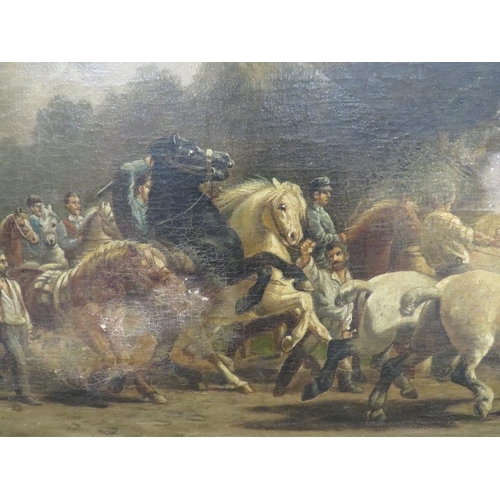 209 - After Rosa Bonheur 19th/29th century study 'The Horsefair' indistinctly signed oil on canvas, 34 x 7... 