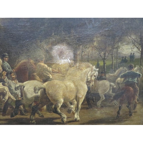 209 - After Rosa Bonheur 19th/29th century study 'The Horsefair' indistinctly signed oil on canvas, 34 x 7... 