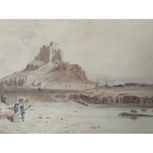 215 - Circle of Copley Fielding ST. Michaels mount with figures and boats bears signature, watercolour fra... 