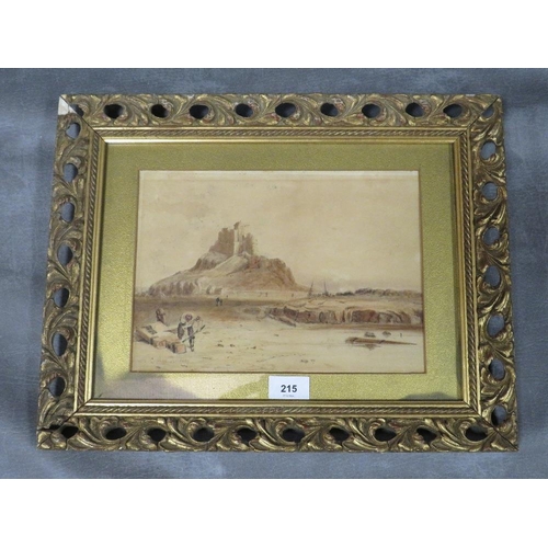 215 - Circle of Copley Fielding ST. Michaels mount with figures and boats bears signature, watercolour fra... 