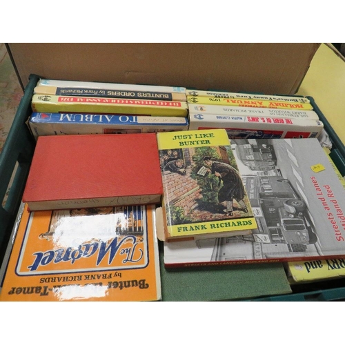 302 - Three trays of assorted books to include Penguin examples (plastic trays not included)