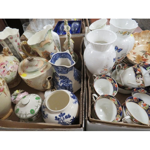 304 - Two trays of assorted ceramics to include Crown Devon and Aynsley