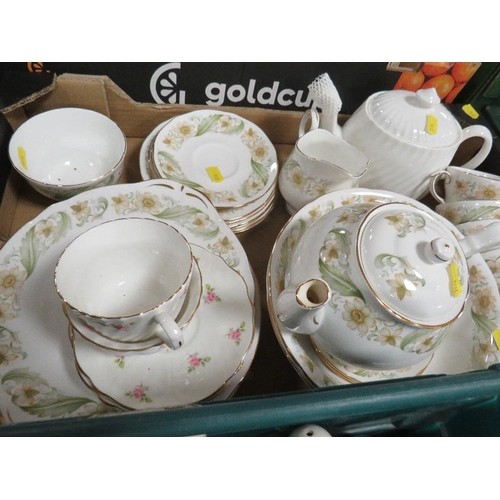 312 - Two trays of tea ware and ceramics to include a selection of Minton Bellemeade (mostly seconds)