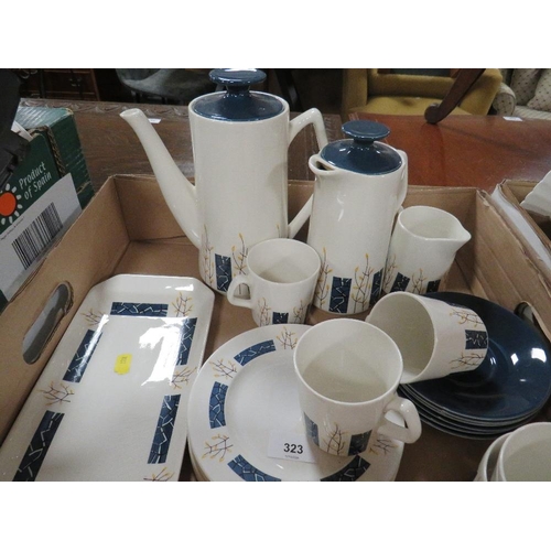 323 - Two trays of ceramics to include Beswick Apollo tea/coffee ware