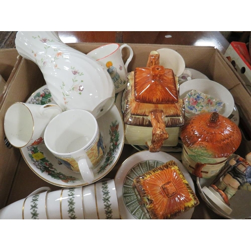 323 - Two trays of ceramics to include Beswick Apollo tea/coffee ware