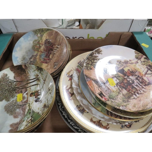 328 - Four trays of ceramics and collectables to include collectors plates