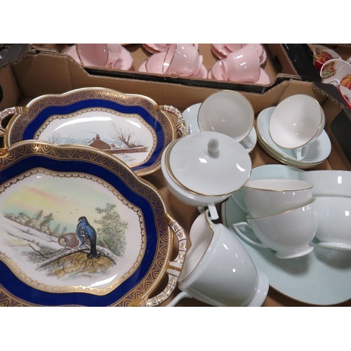 336 - Three boxes of mixed tea sets to include Coalport, Royal Winton, Aynsley fruit cups etc