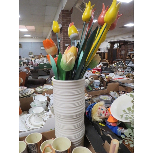 342 - Four trays of assorted ceramics to include animal figures, Robert Harrop figures etc