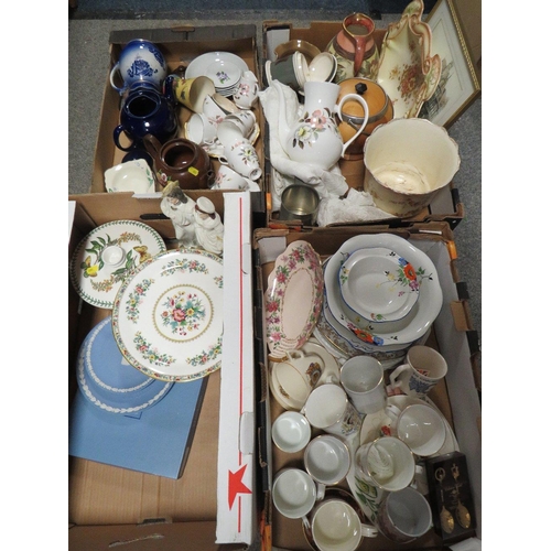 370 - Four trays of assorted ceramics and sundries to include Wedgwood, Portmeirion etc