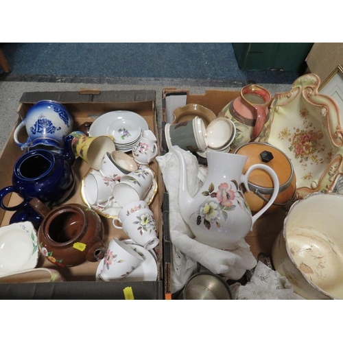 370 - Four trays of assorted ceramics and sundries to include Wedgwood, Portmeirion etc