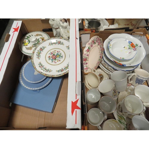 370 - Four trays of assorted ceramics and sundries to include Wedgwood, Portmeirion etc