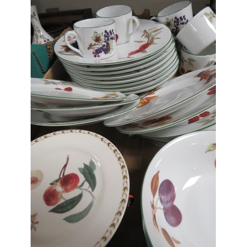 381 - Two trays of ceramics to include Royal Worcester Evesham Vale and a Poole pottery bowl