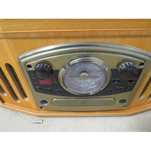 397 - A modern retro style record/cd player together with a Sony cd cassette player (unchecked)