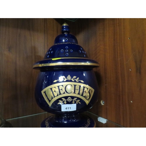 411 - A modern reproduction leeches jar