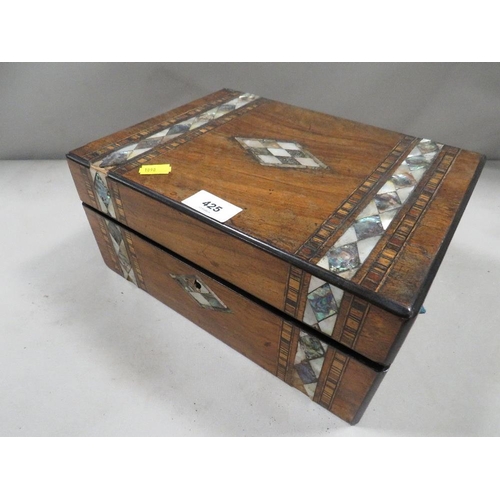 425 - A mother of pearl Tunbridge style sewing box A/F