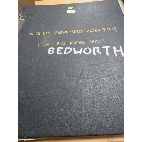 437 - A folder of North East Warwickshire water board 1/2500 plan record sheets for Bedworth