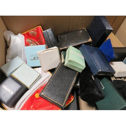 438 - Two boxes of antique and vintage jewellery presentation boxes to include examples for rings, brooche... 