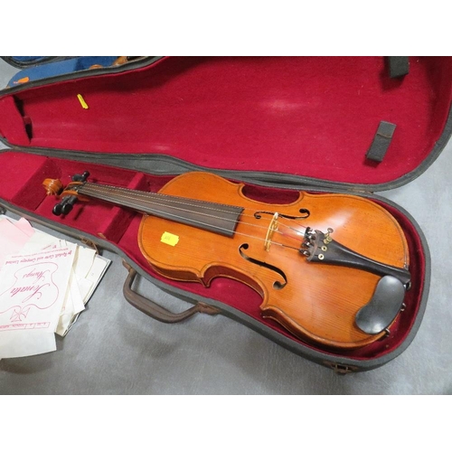 445 - A vintage Skylark violin together with a Maidstone of London violin in cases