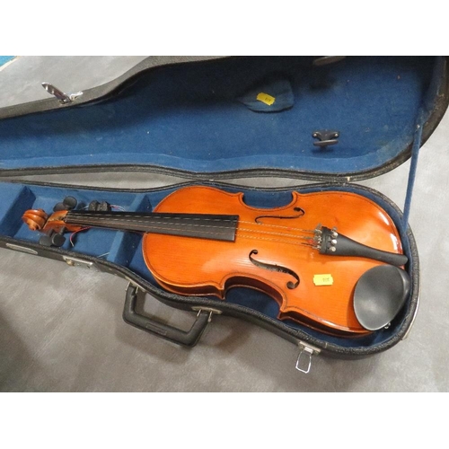 445 - A vintage Skylark violin together with a Maidstone of London violin in cases