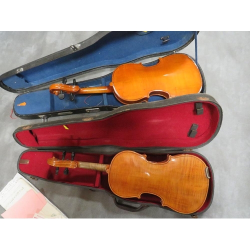 445 - A vintage Skylark violin together with a Maidstone of London violin in cases