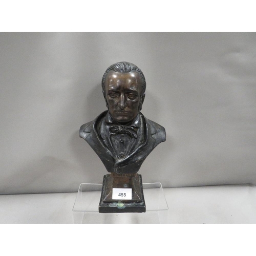 455 - A cast metal bust of Wagner