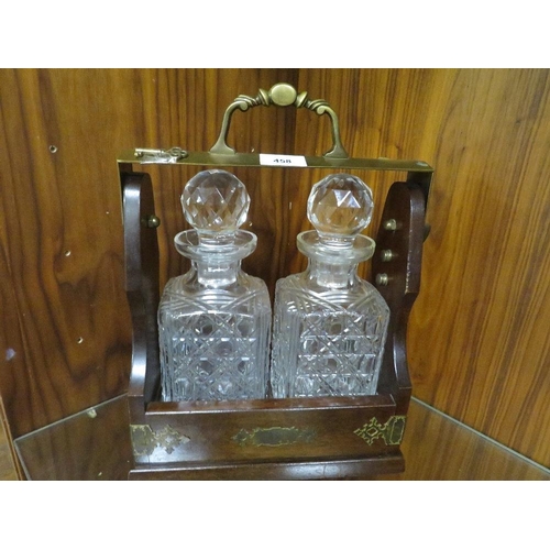 458 - A two bottle tantalus with key